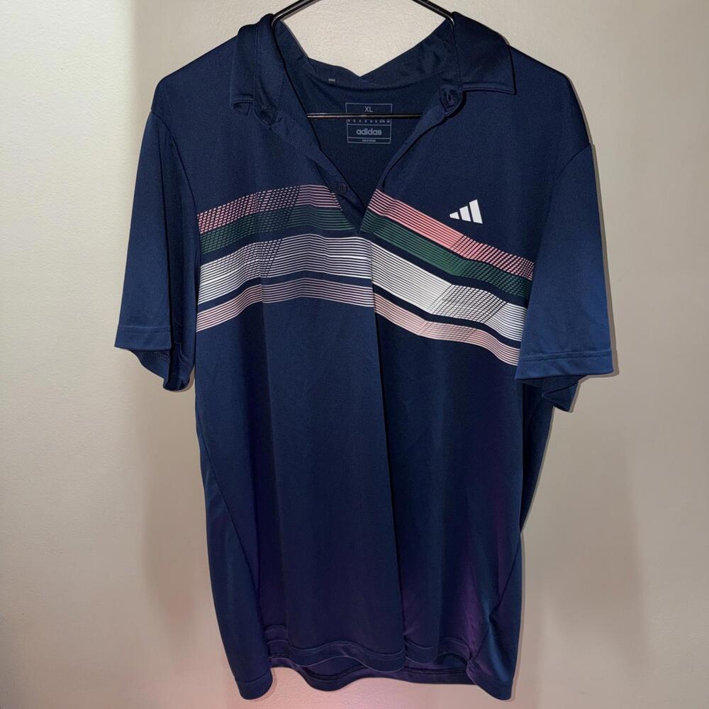 Adidas Men's Core Chest Stripe Short Sleeve Golf Polo Shirt